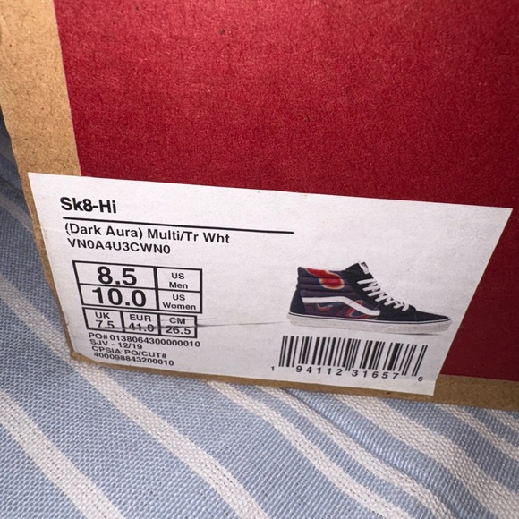 Vans unisex High-Top Sneakers - Dark Aura and multi color with white stripe. - Picture 5 of 6